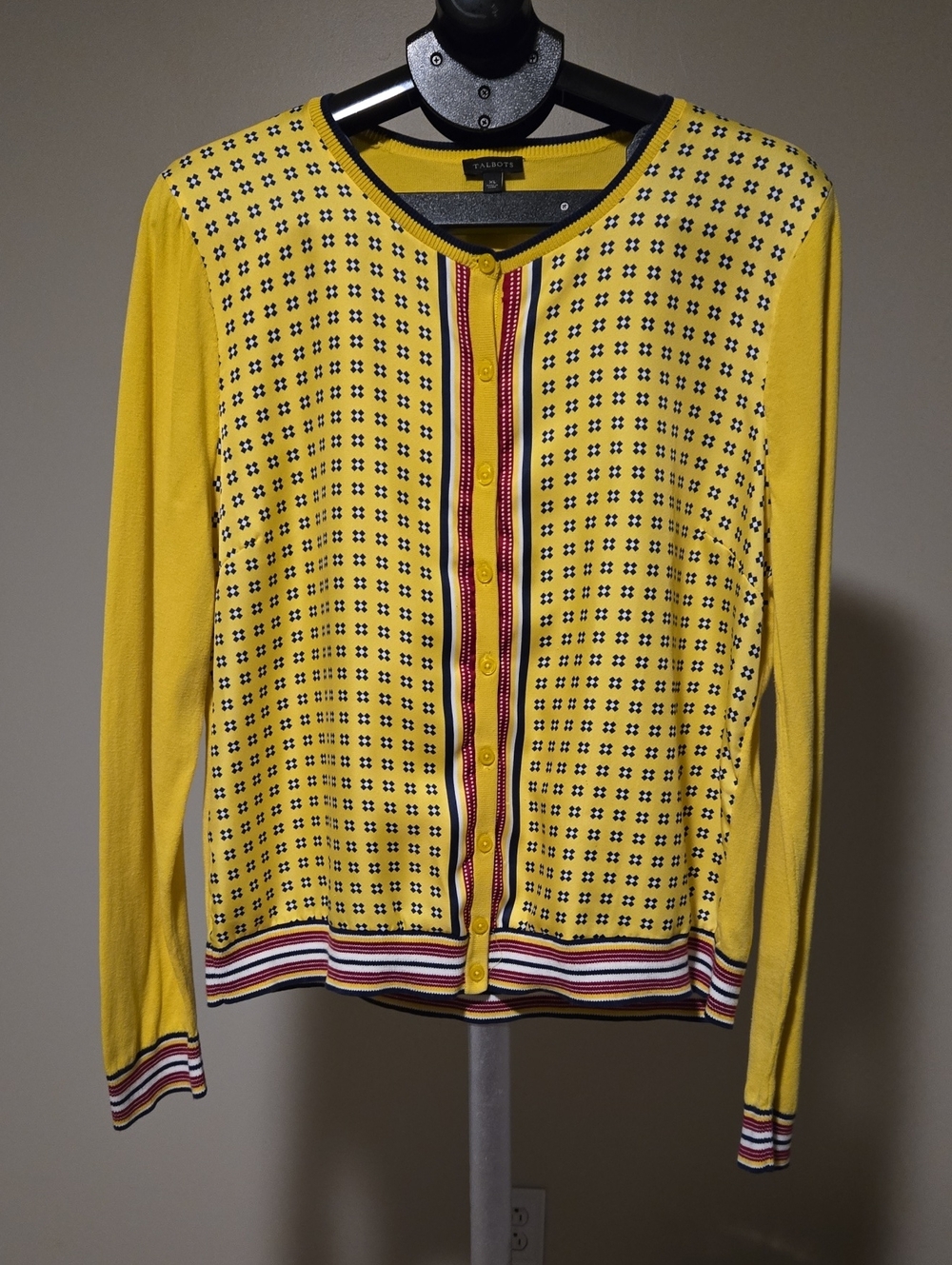 Talbots Yellow Patterned Button-Front Camisole